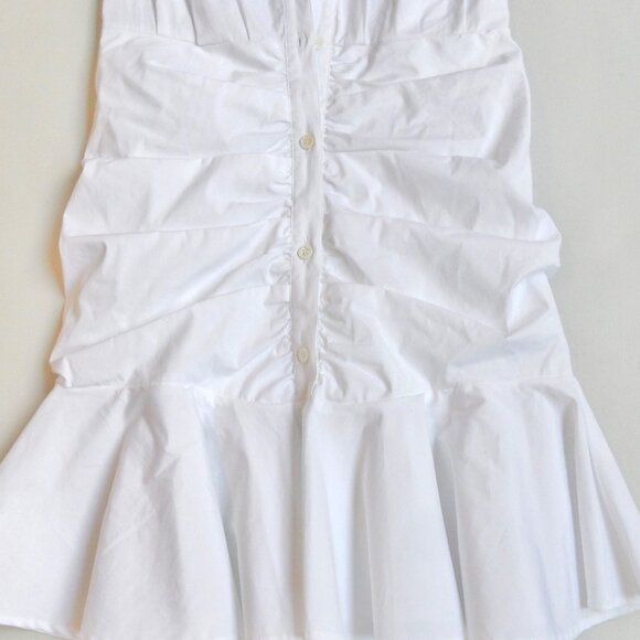 NIB$478 Veronica Beard Bell Stretch-Cotton Bottom Ruched Shirt Dress 0 XS - Picture 10 of 16